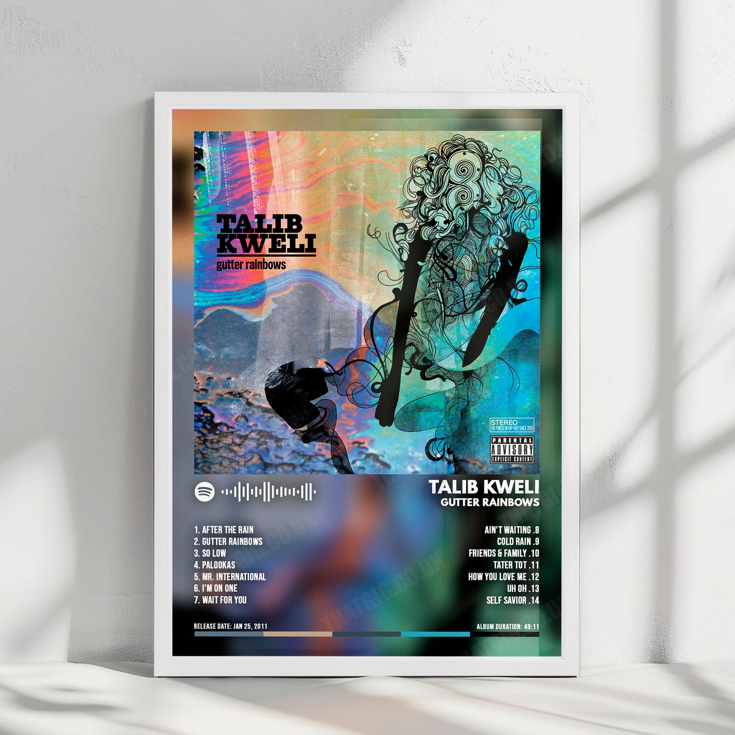 Talib Kweli "Gutter Rainbows" Album Cover Poster - with Complete Tracklist