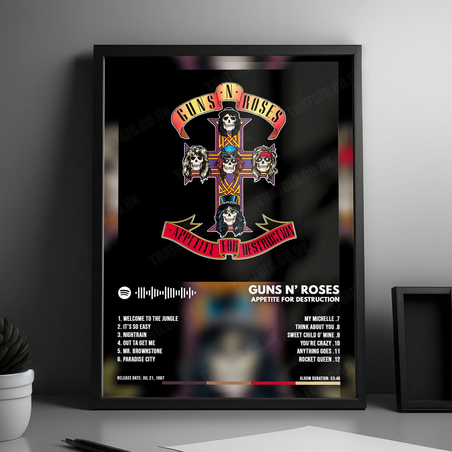 Guns N' Roses "Appetite for Destruction" Album Cover Poster - with Complete Tracklist