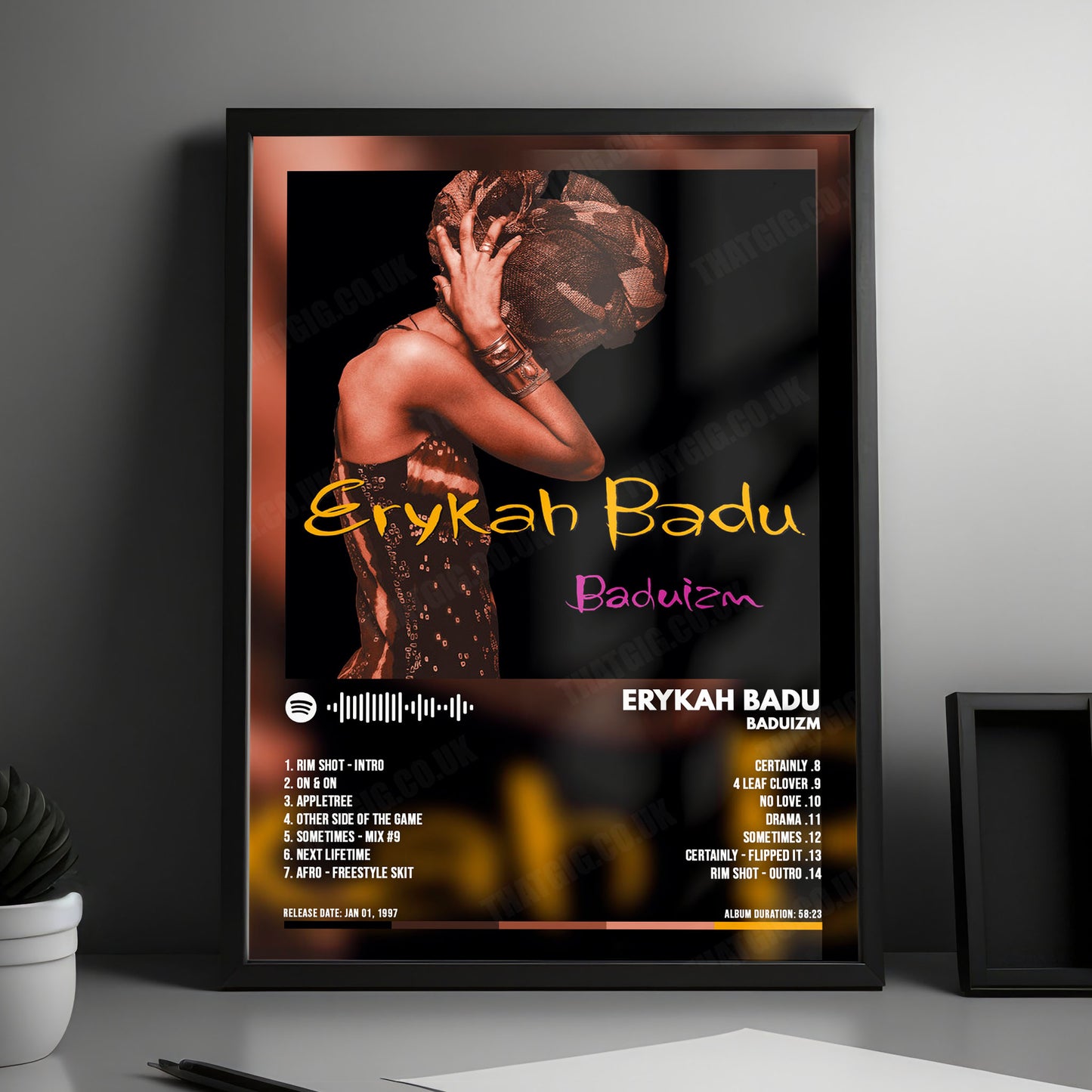 Erykah Badu "Baduizm " Album Cover Poster - with Complete Tracklist