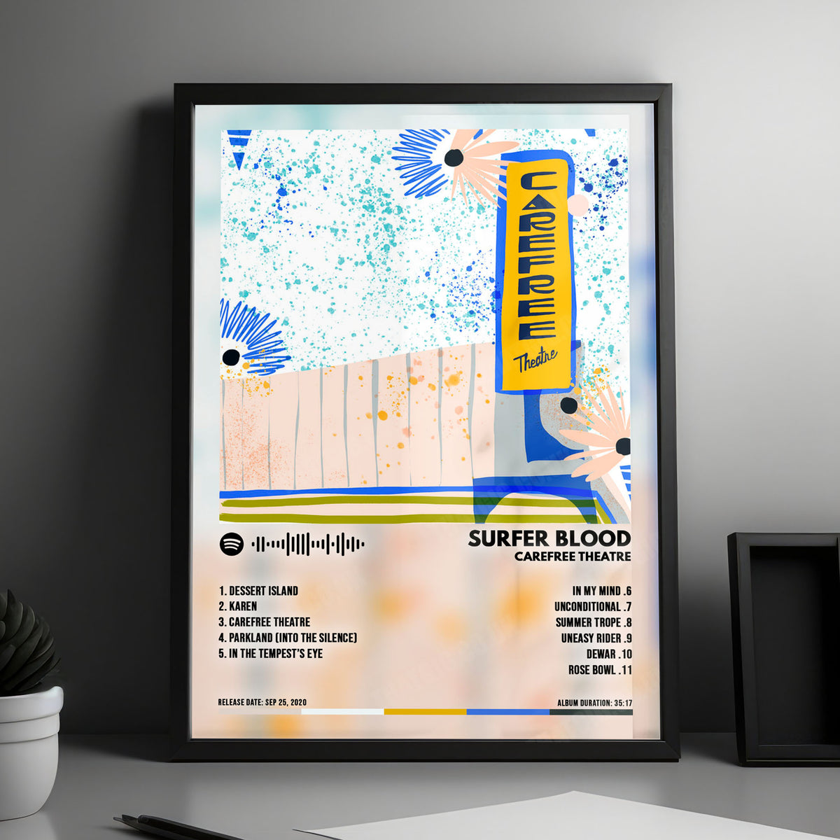 Surfer Blood "Carefree Theatre" Album Cover Poster - with Complete Tracklist