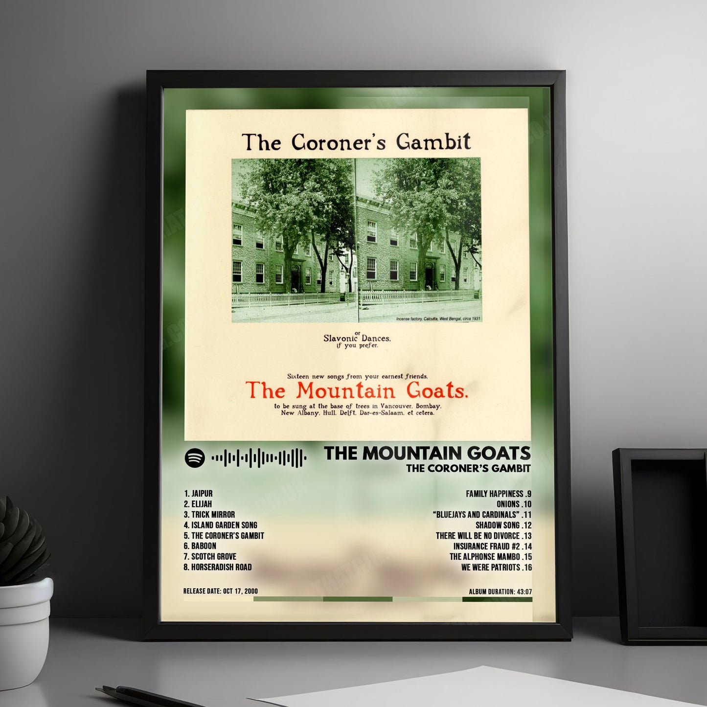 Mountain Goats "The Coroner's Gambit" Album Cover Poster - with Complete Tracklist