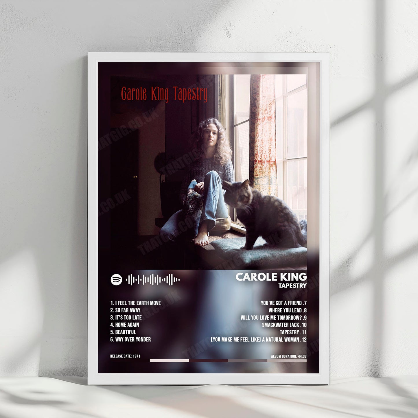 Carole King "Tapestry " Album Cover Poster - with Complete Tracklist
