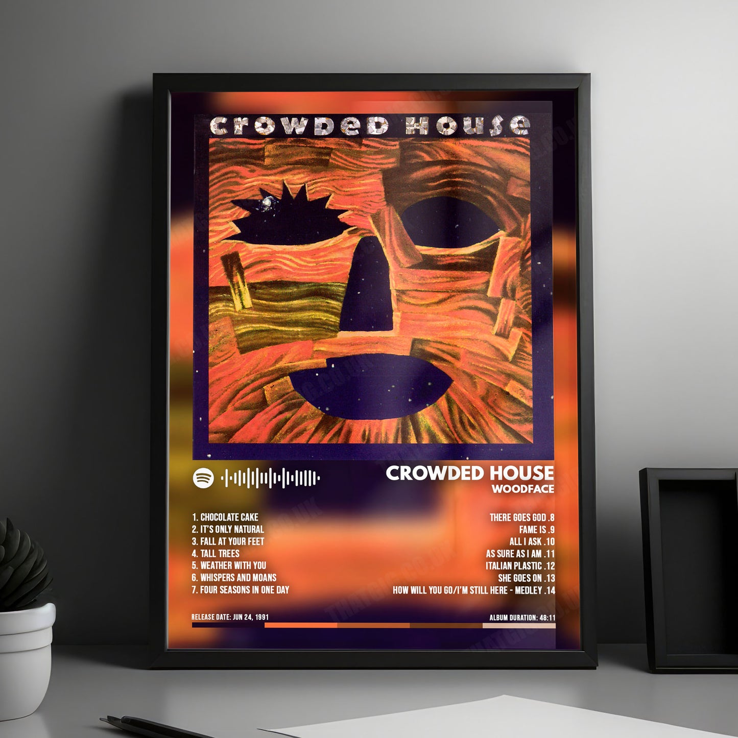 Crowded House "Woodface" Album Cover Poster - with Complete Tracklist