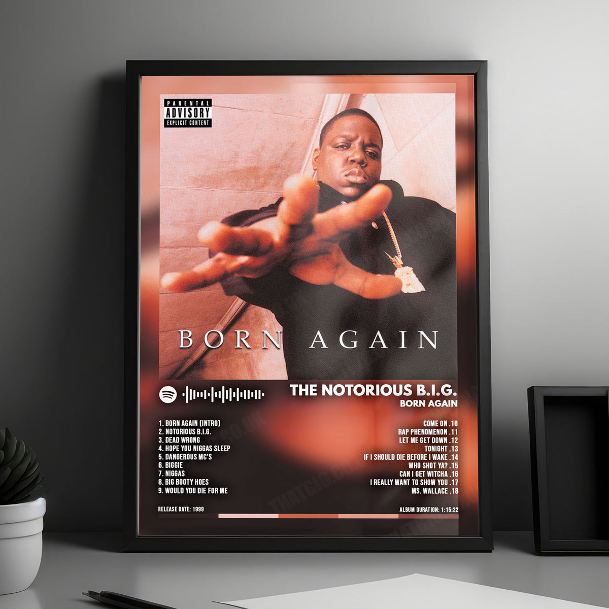 The Notorious B.I.G. "Born Again" Album Cover Poster - with Complete Tracklist