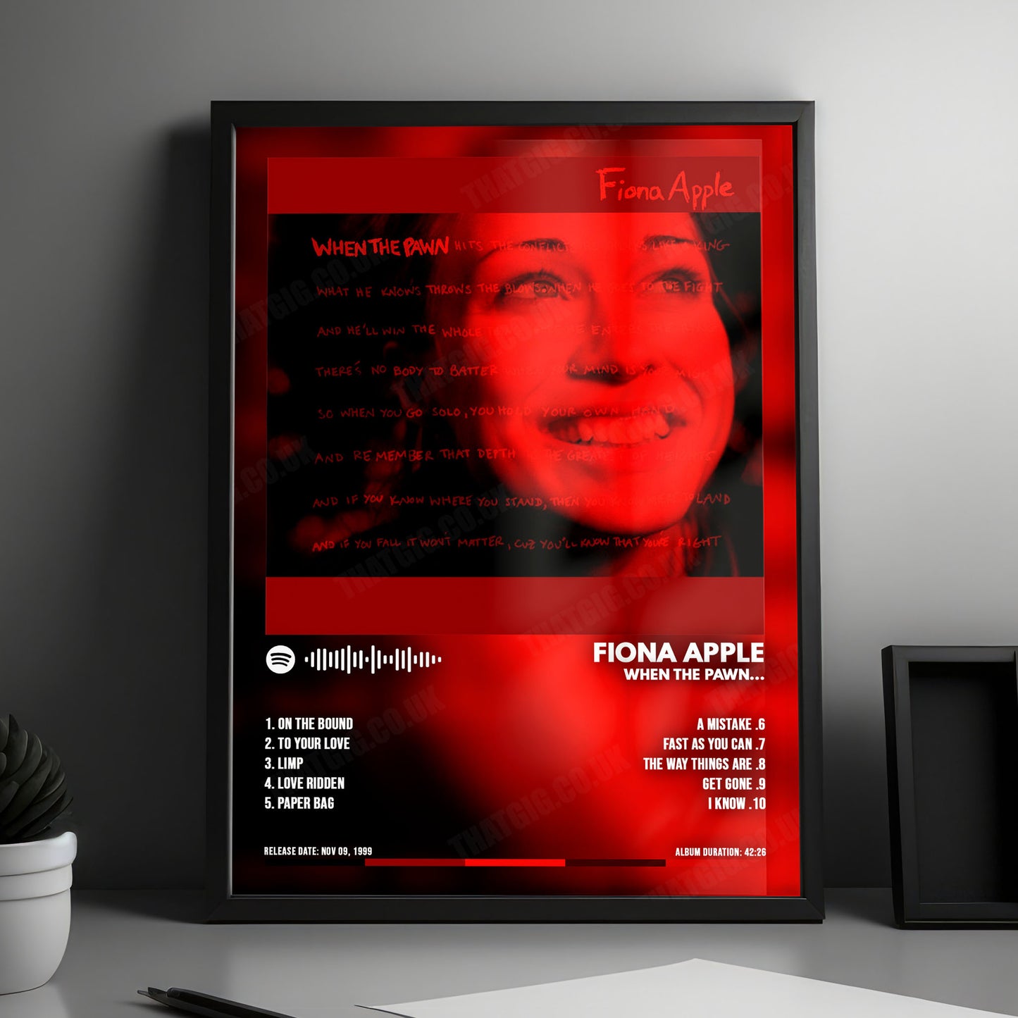 Fiona Apple "When the Pawn... " Album Cover Poster - with Complete Tracklist