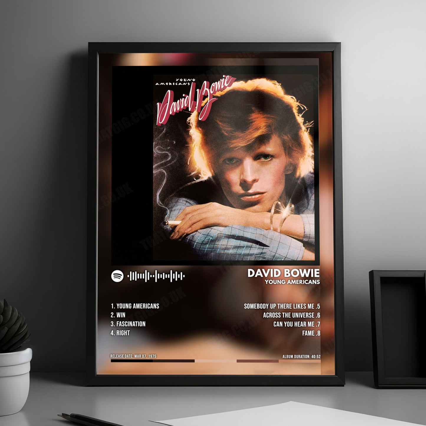 David Bowie "Young Americans" Album Cover Poster - with Complete Tracklist