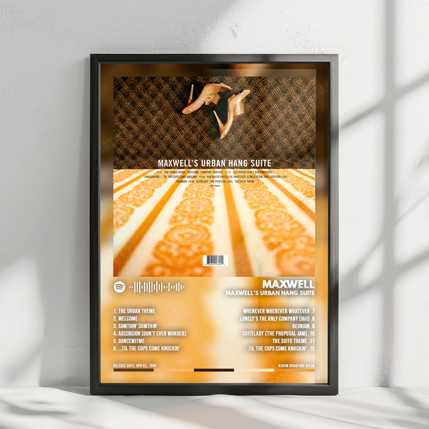 Maxwell "Urban Hang Suite " Album Cover Poster - with Complete Tracklist