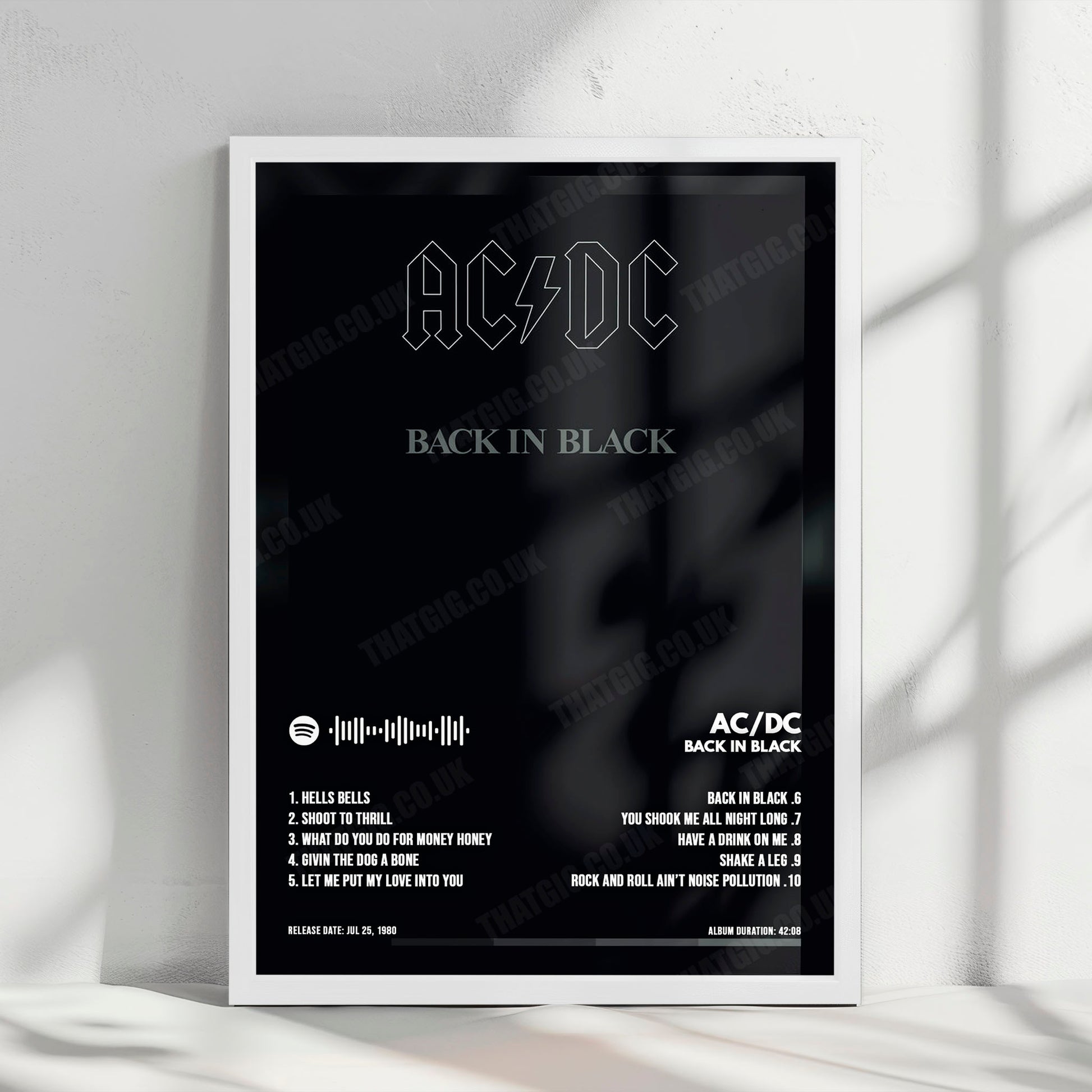 AC/DC "Back in Black" Album Cover Poster - with Complete Tracklist