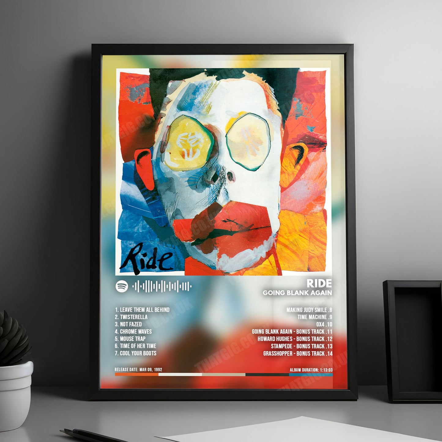 Ride "Going Blank Again" Album Cover Poster - with Complete Tracklist