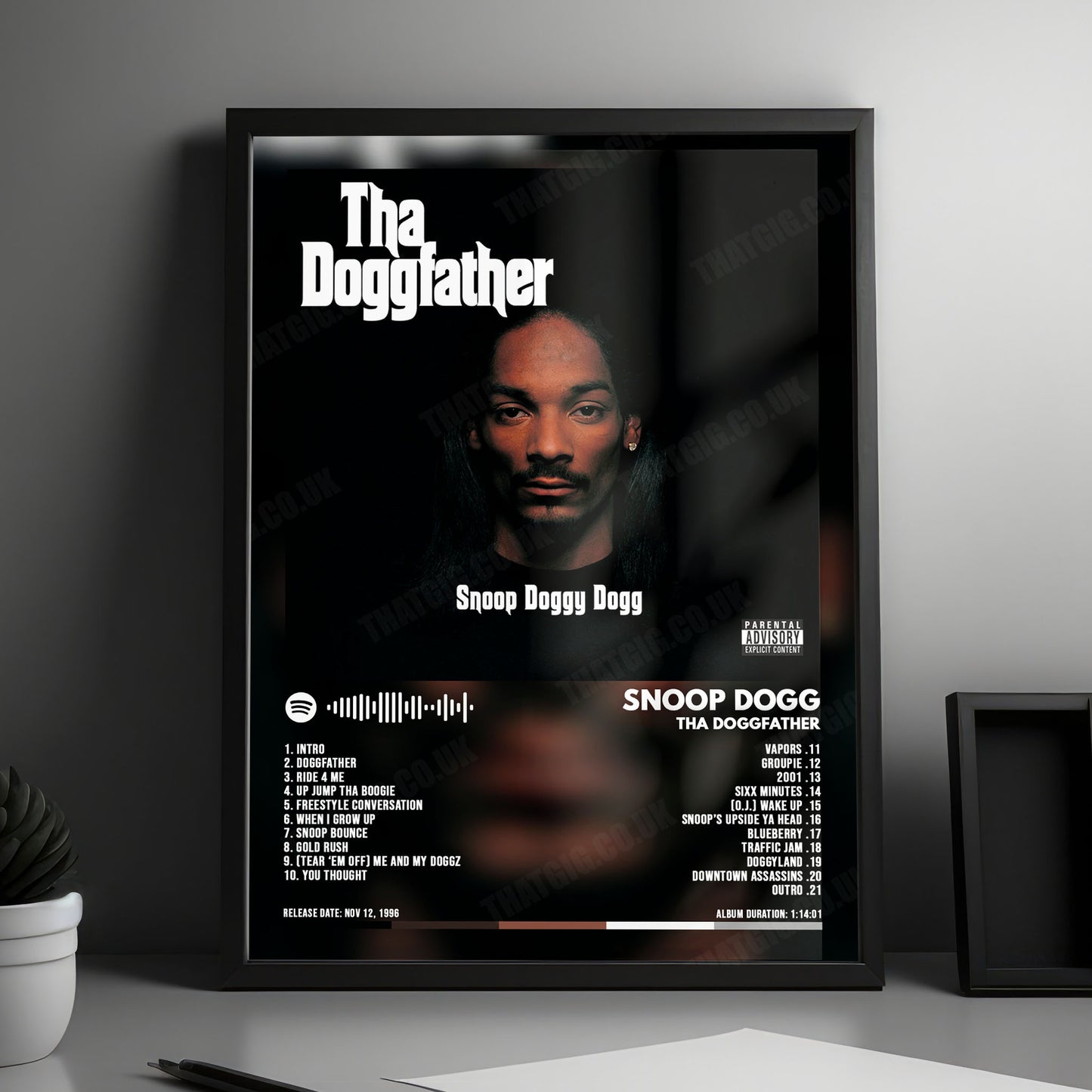 Snoop Dogg "Tha Doggfather" Album Cover Poster - with Complete Tracklist