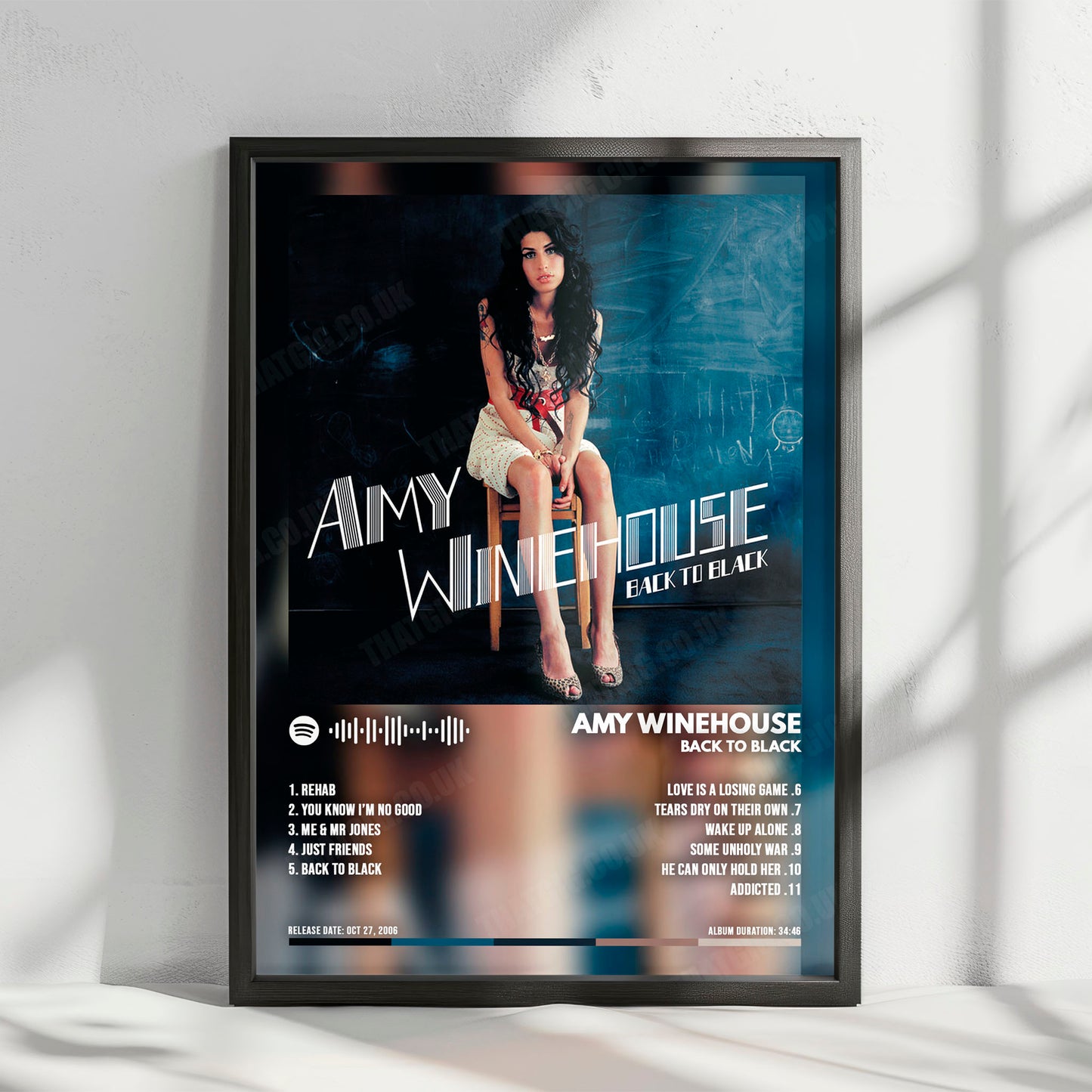 Amy Winehouse "Back to Black " Album Cover Poster - with Complete Tracklist