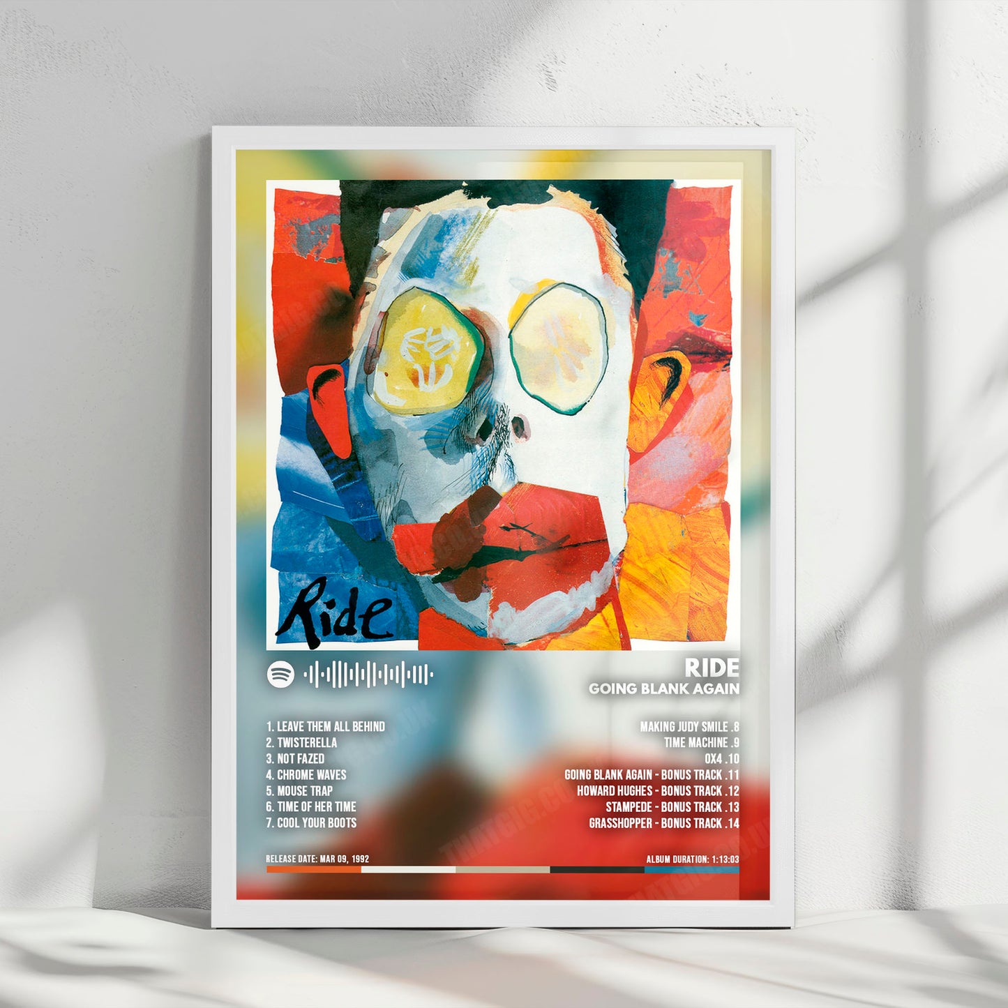 Ride "Going Blank Again" Album Cover Poster - with Complete Tracklist