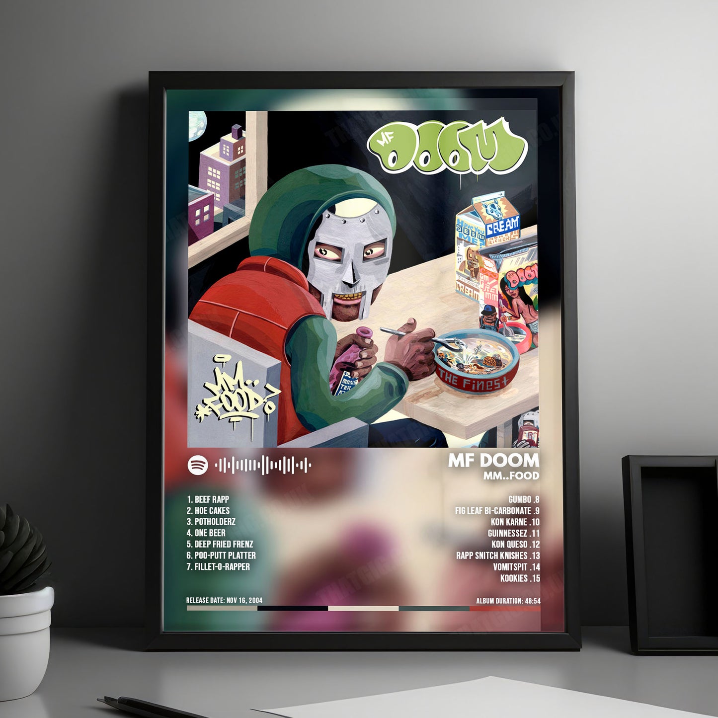 MF DOOM "MM..FOOD " Album Cover Poster - with Complete Tracklist