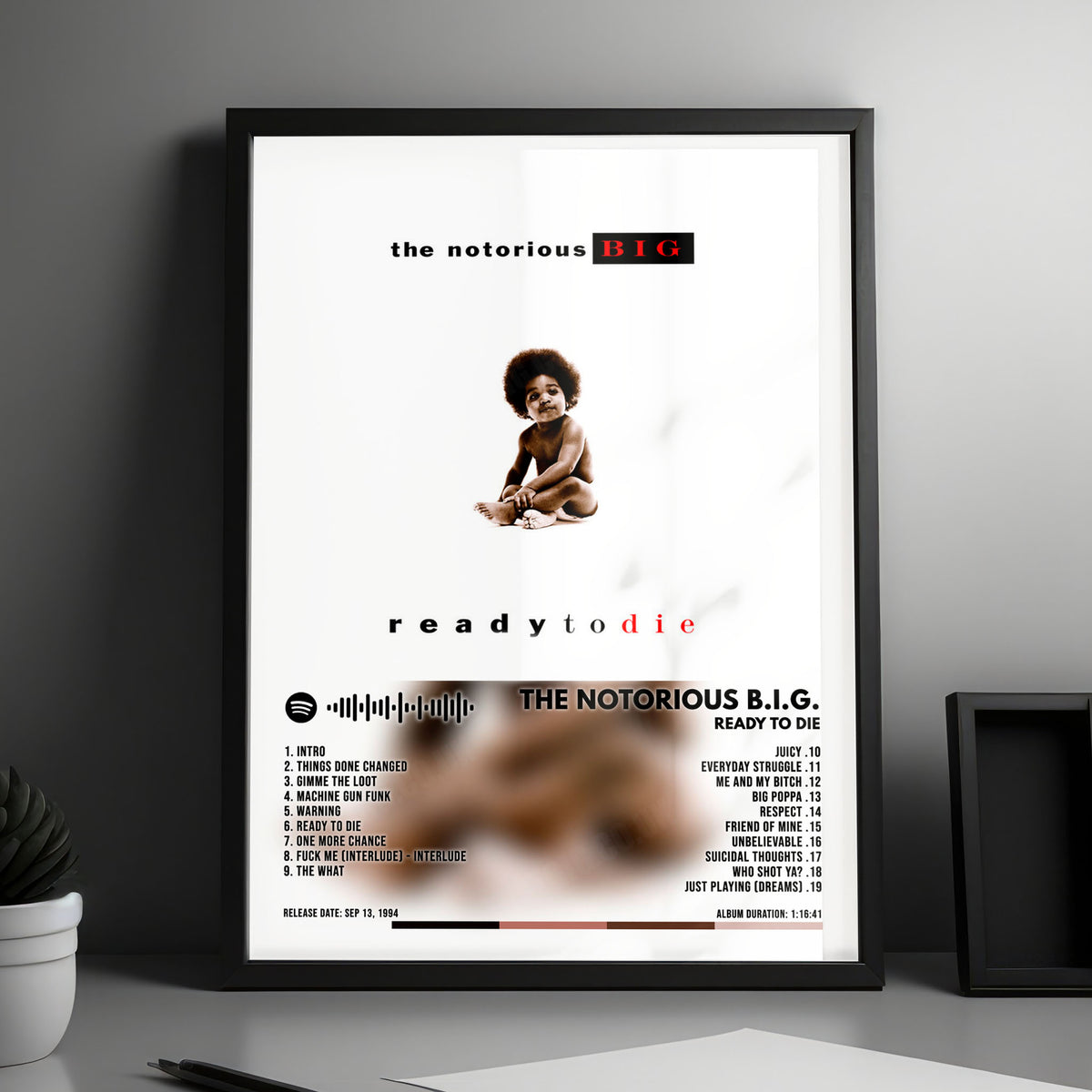 The Notorious B.I.G. "Ready to Die" Album Cover Poster - with Complete Tracklist