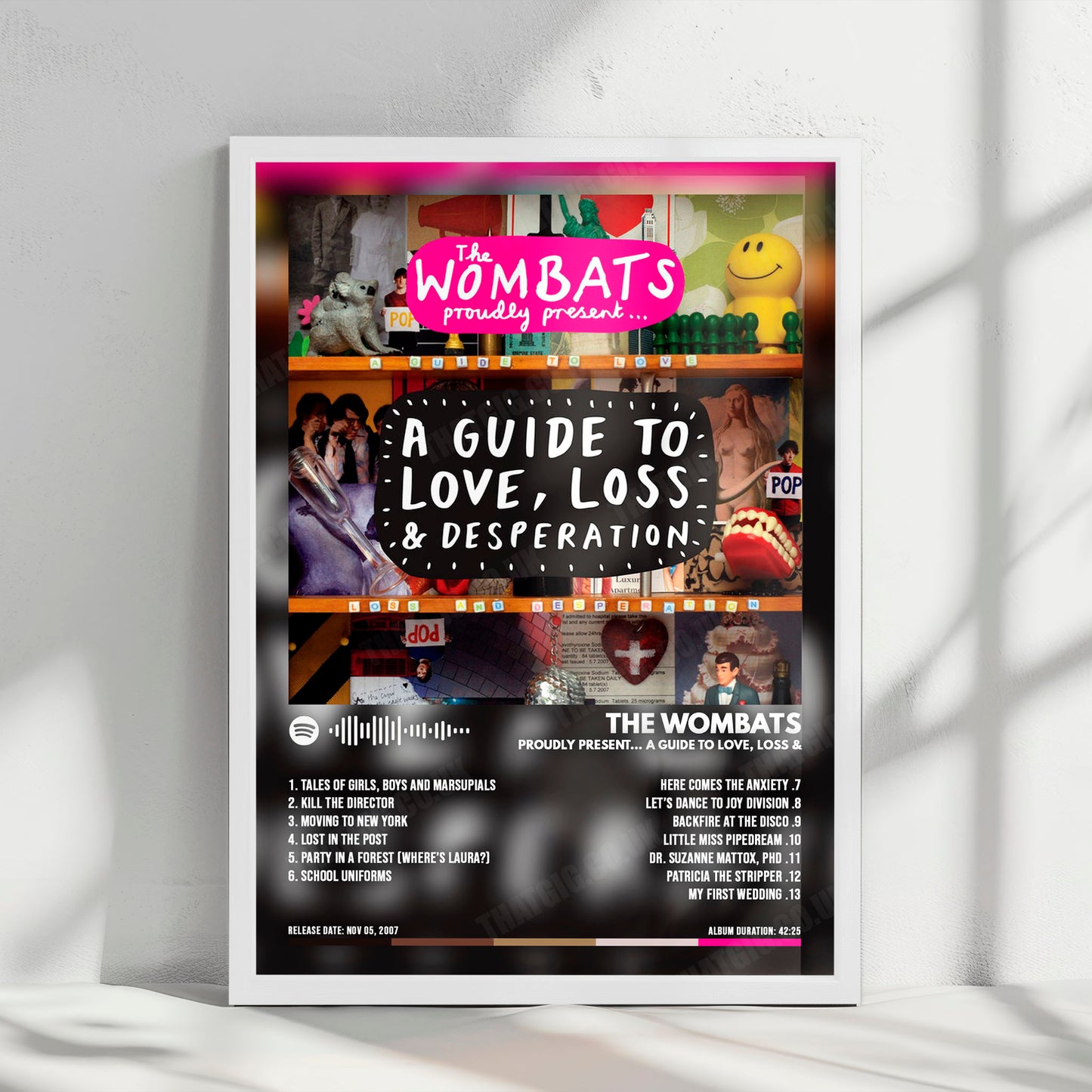 The Wombats "A Guide to Love, Loss & Desperation" Album Cover Poster - with Complete Tracklist