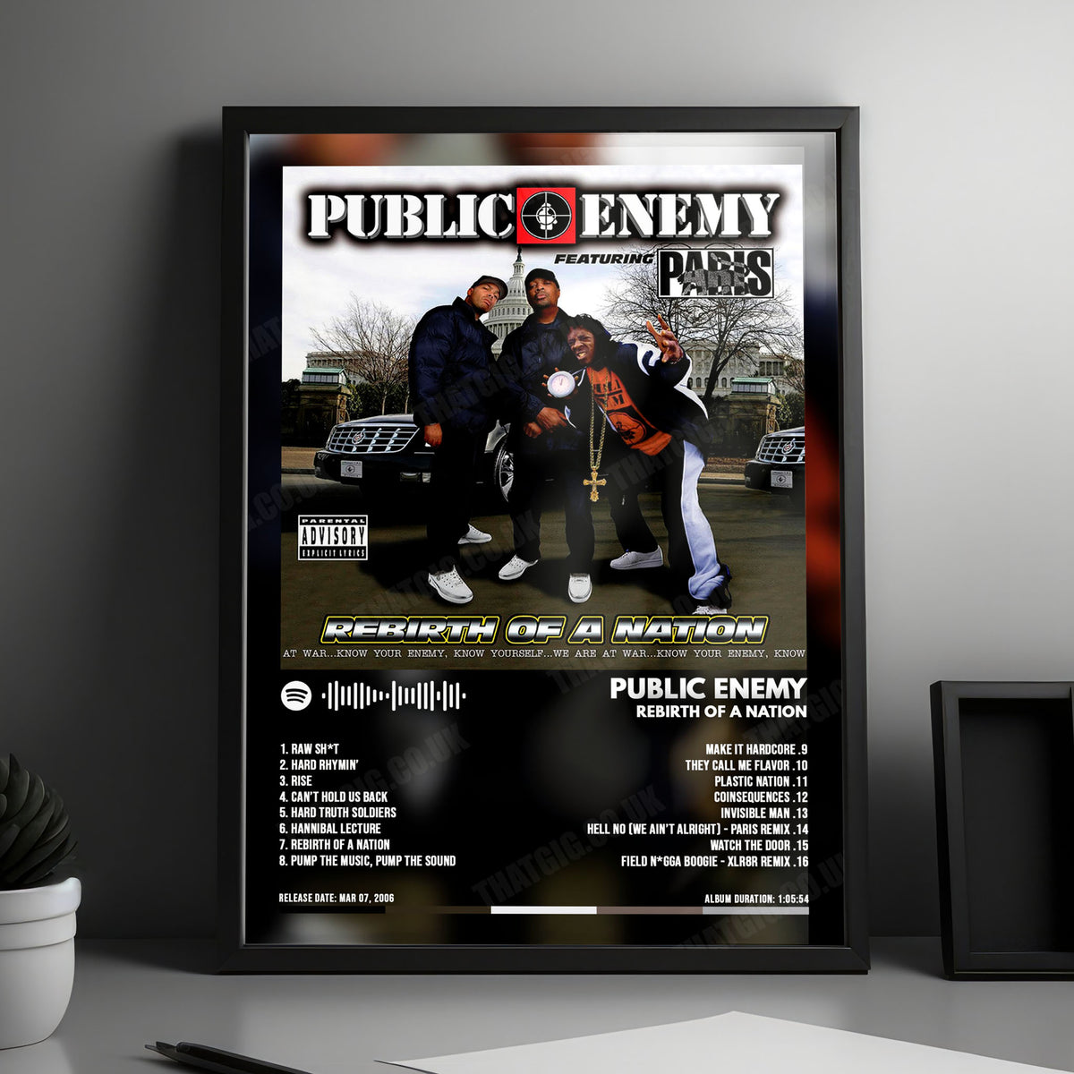Public Enemy "Rebirth Of A Nation" Album Cover Poster - with Complete Tracklist