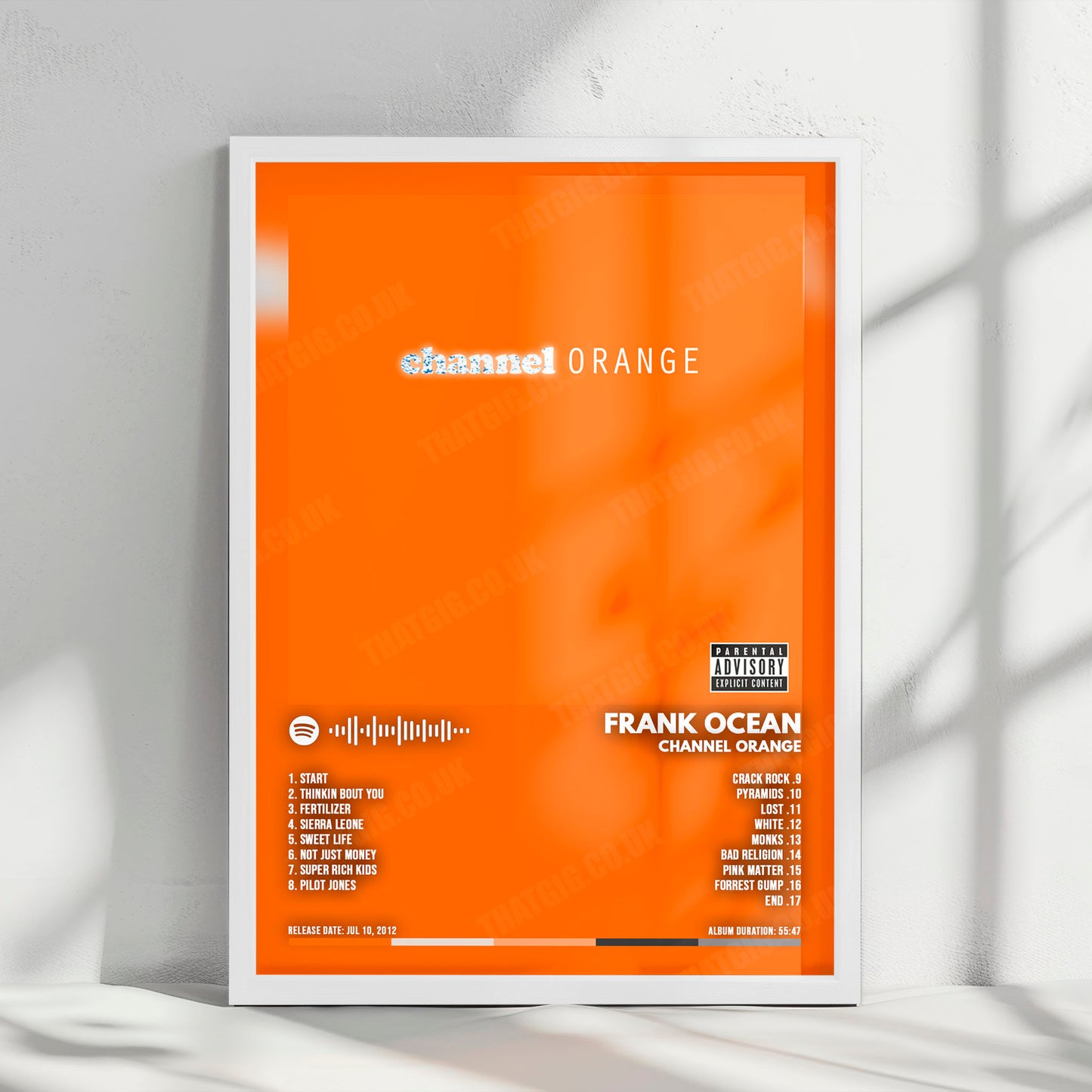 Frank Ocean "channel ORANGE " Album Cover Poster - with Complete Tracklist