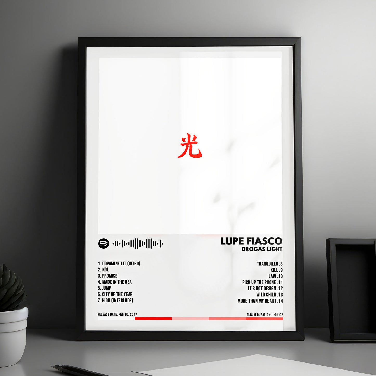 Lupe Fiasco "DROGAS Light" Album Cover Poster - with Complete Tracklist