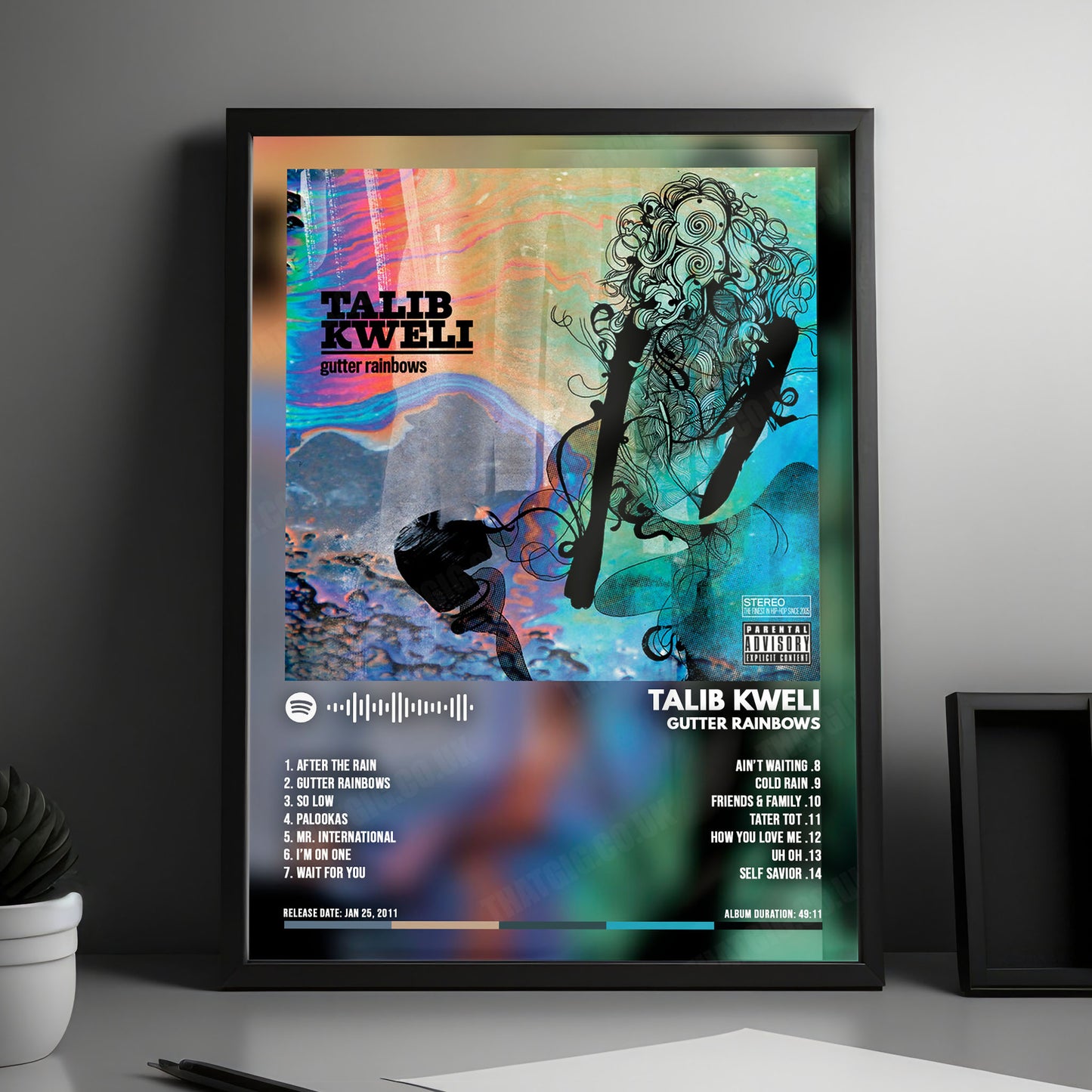 Talib Kweli "Gutter Rainbows" Album Cover Poster - with Complete Tracklist