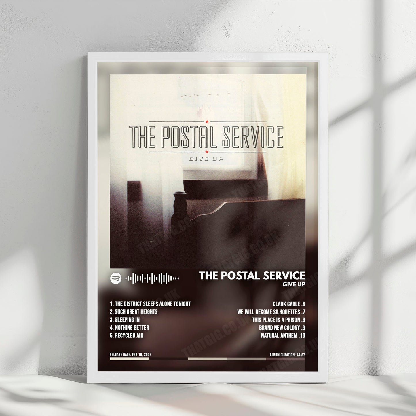 The Postal Service "Give Up " Album Cover Poster - with Complete Tracklist