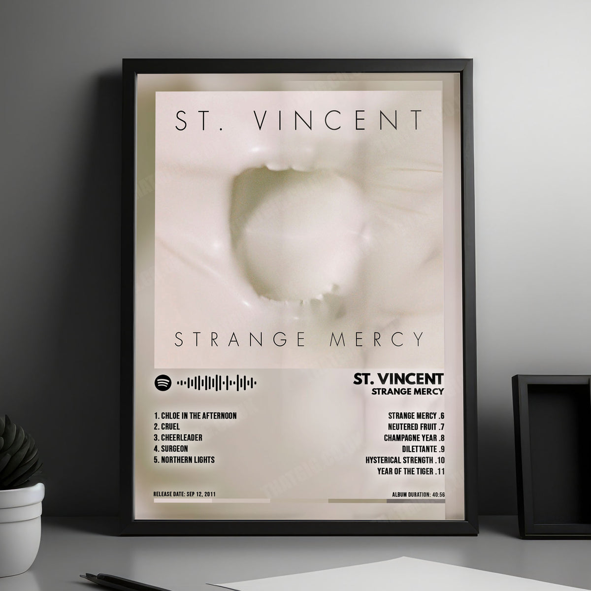 St. Vincent "Strange Mercy" Album Cover Poster - with Complete Tracklist