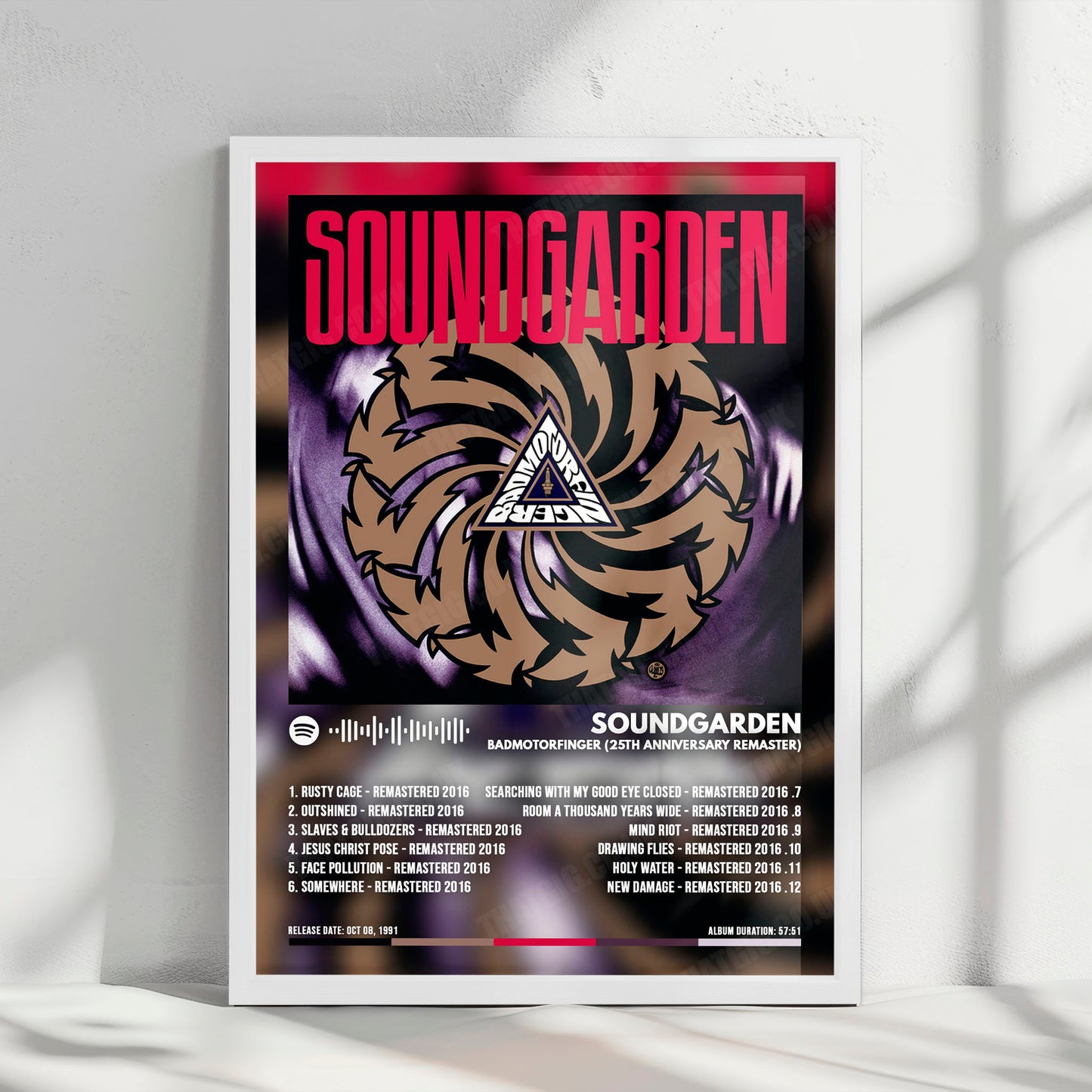 Soundgarden "Badmotorfinger" Album Cover Poster - with Complete Tracklist