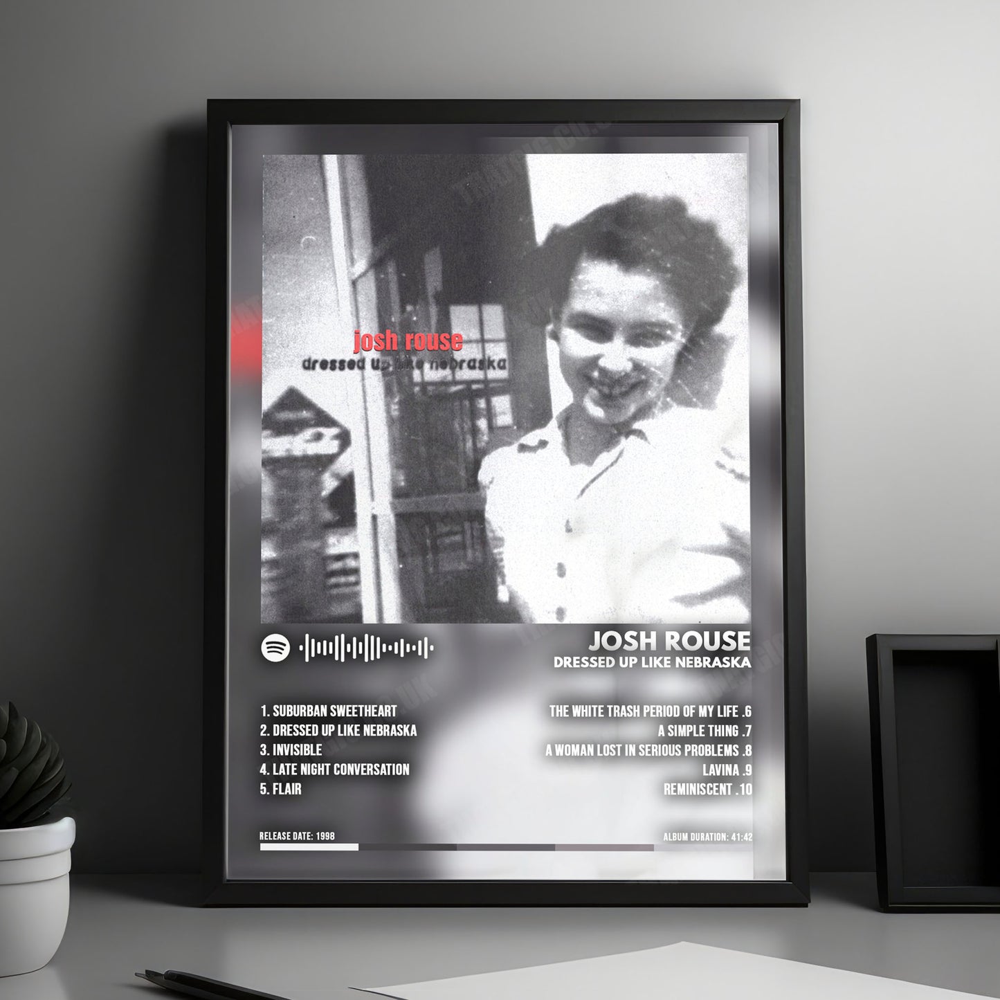 Josh Rouse "Dressed Up Like Nebraska" Album Cover Poster - with Complete Tracklist