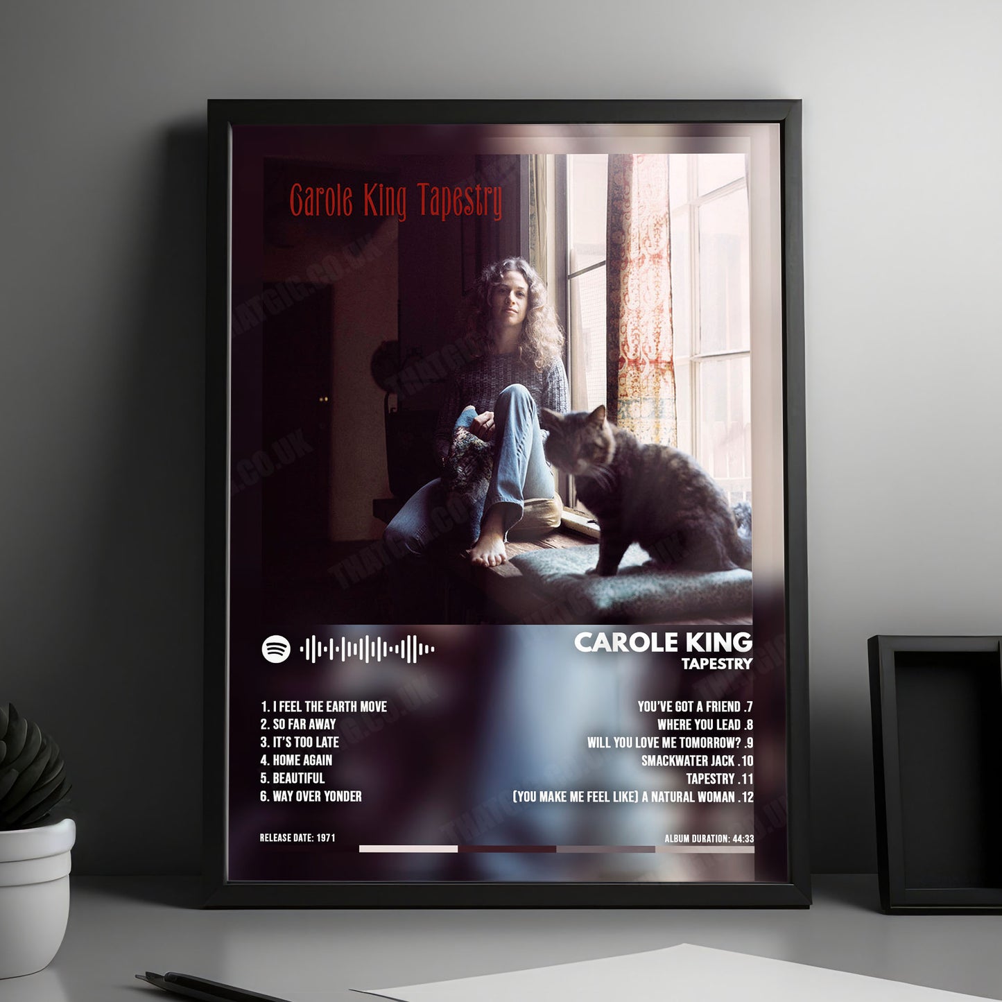 Carole King "Tapestry " Album Cover Poster - with Complete Tracklist