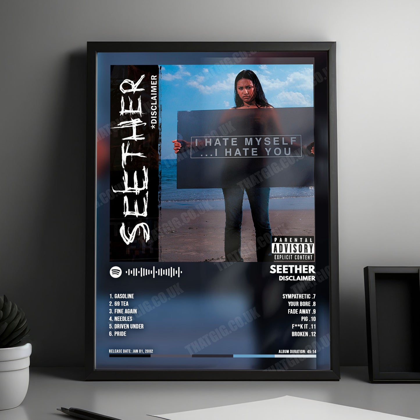 Seether "Disclaimer" Album Cover Poster - with Complete Tracklist