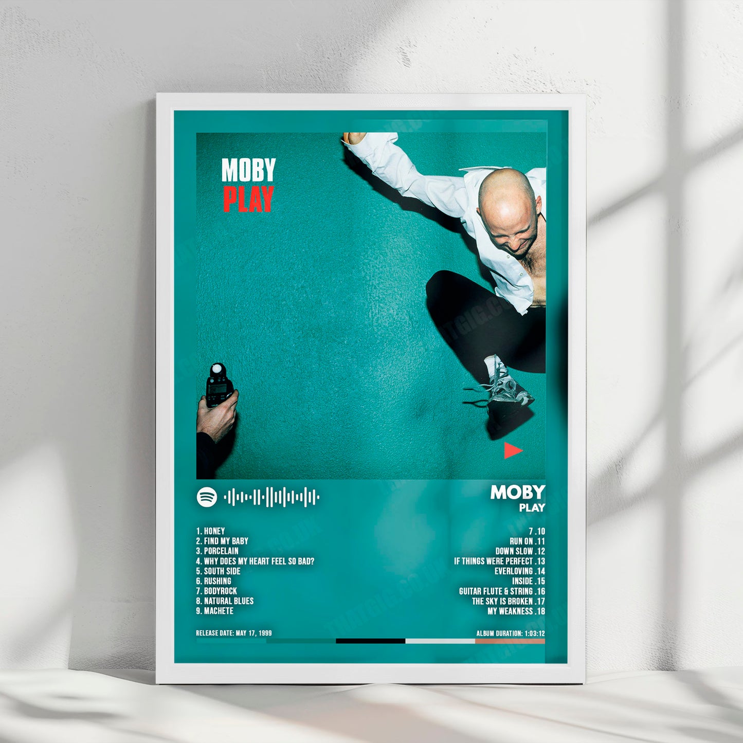 Moby "Play " Album Cover Poster - with Complete Tracklist