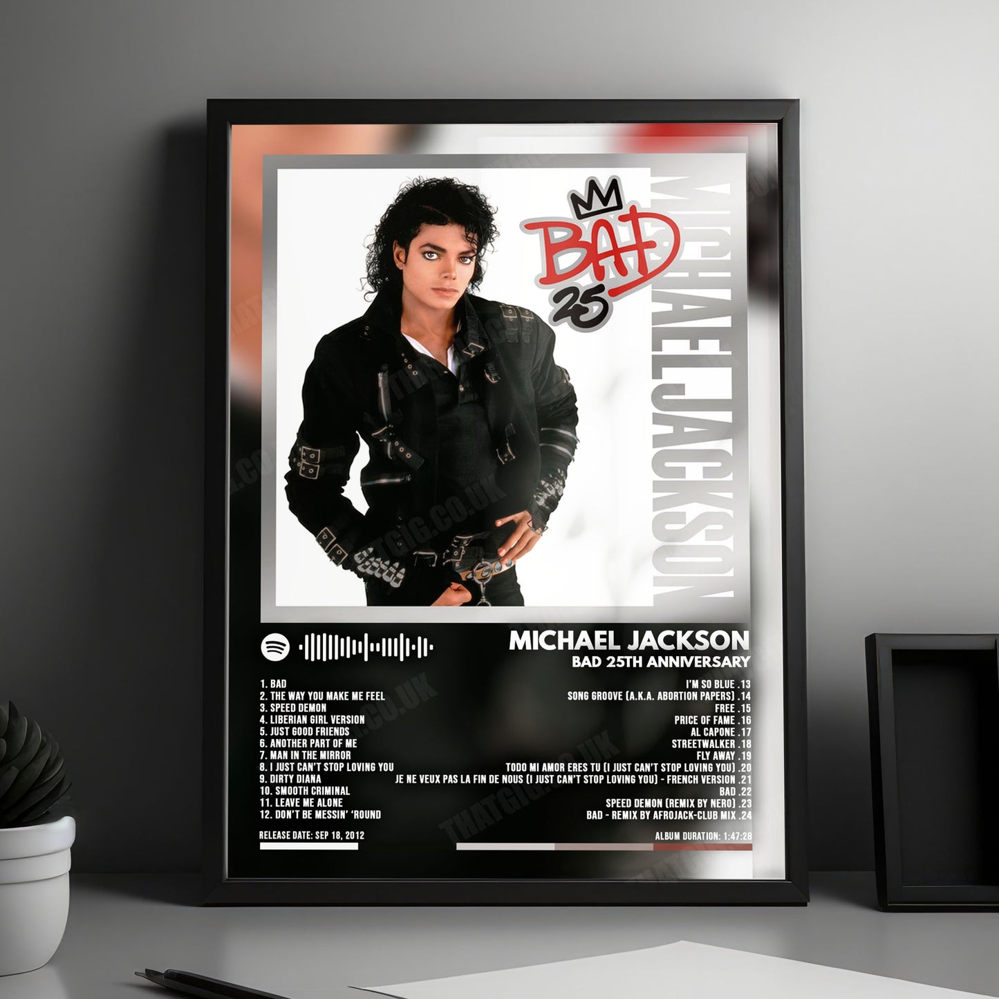 Michael Jackson "Bad 25th Anniversary" Album Cover Poster - with Complete Tracklist