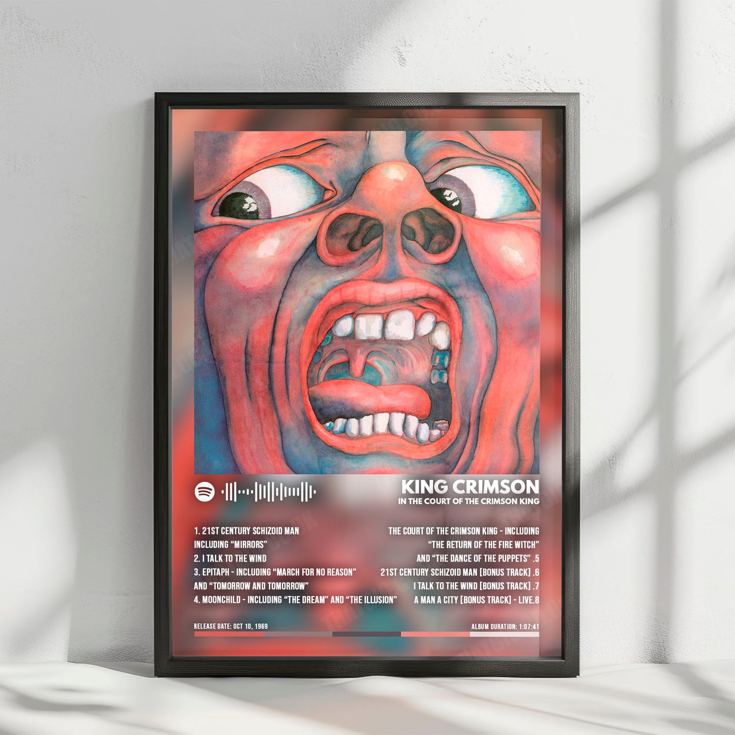 King Crimson "In the Court of the Crimson King " Album Cover Poster - with Complete Tracklist