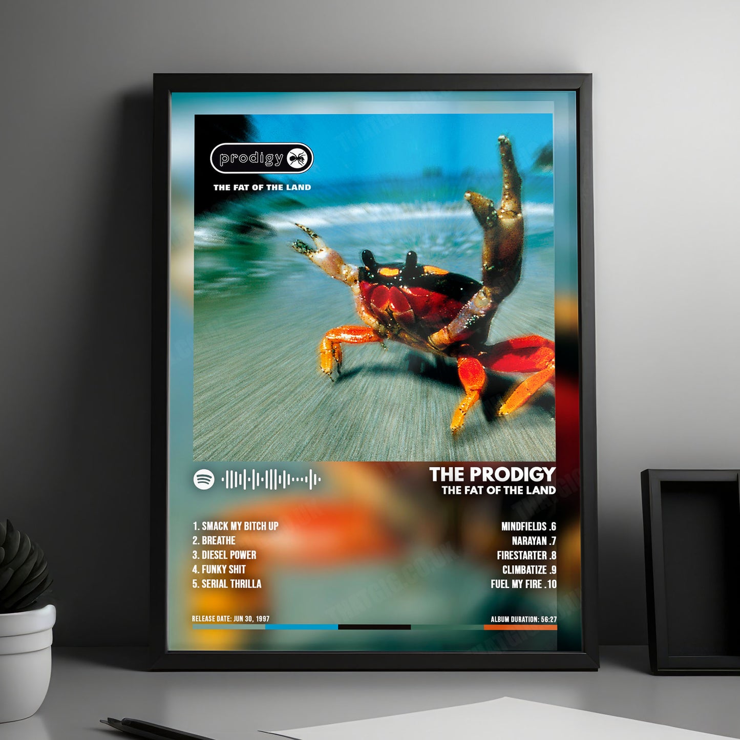 The Prodigy "The Fat of the Land " Album Cover Poster - with Complete Tracklist