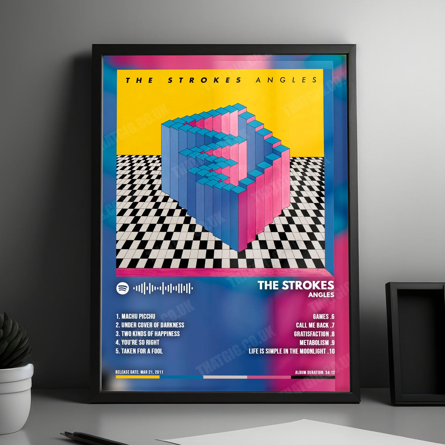 The Strokes "Angles" Album Cover Poster - with Complete Tracklist