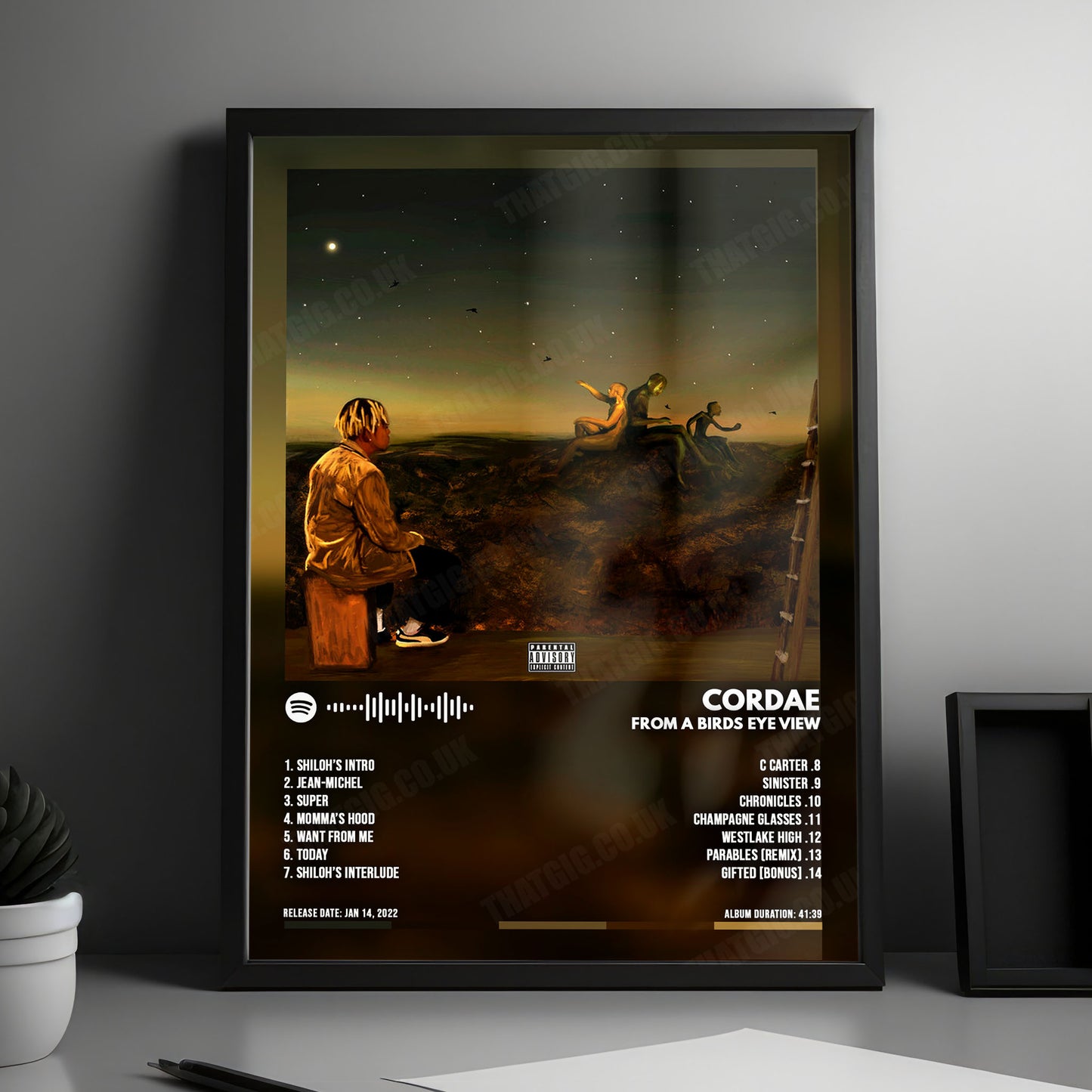 Cordae "From a Birds Eye View" Album Cover Poster - with Complete Tracklist