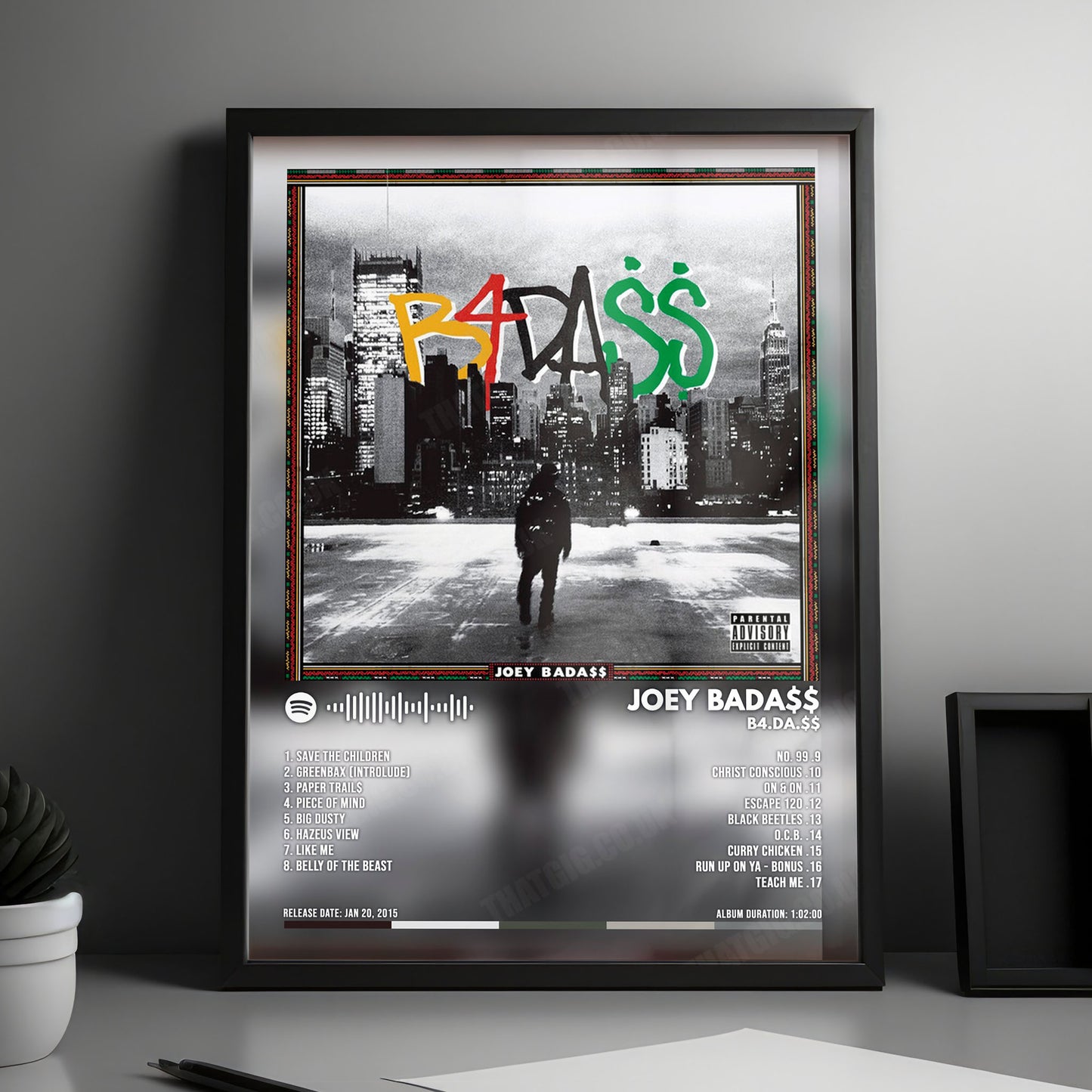 Joey Bada$$ "B4.DA.$$" Album Cover Poster - with Complete Tracklist