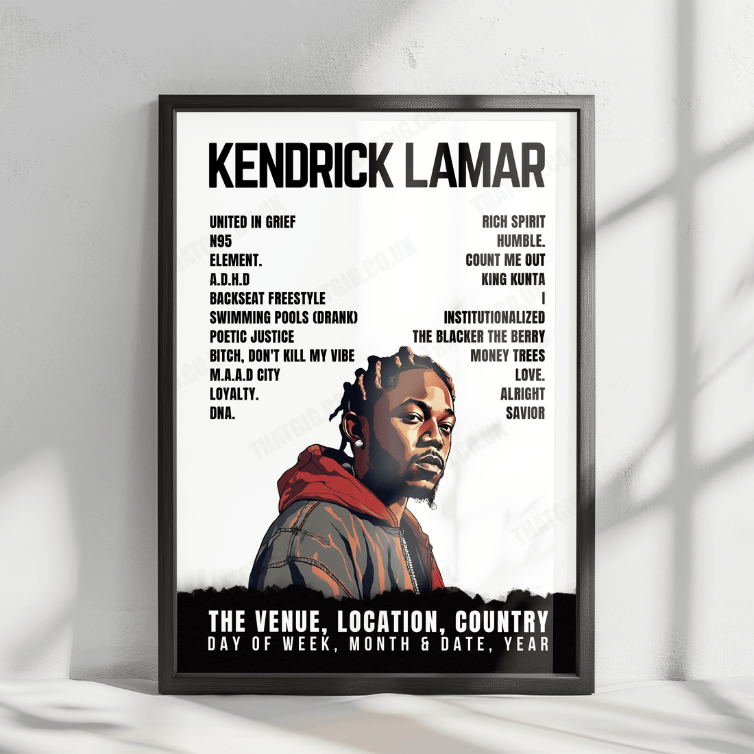 Kendrick Lamar Setlist Tour Poster 