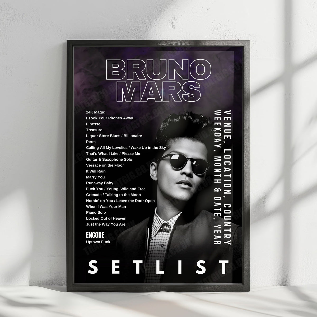 Bruno Mars setlist poster