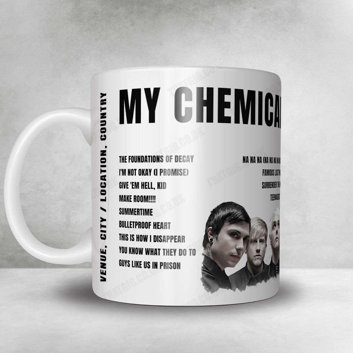 My Chemical Romance setlist mug