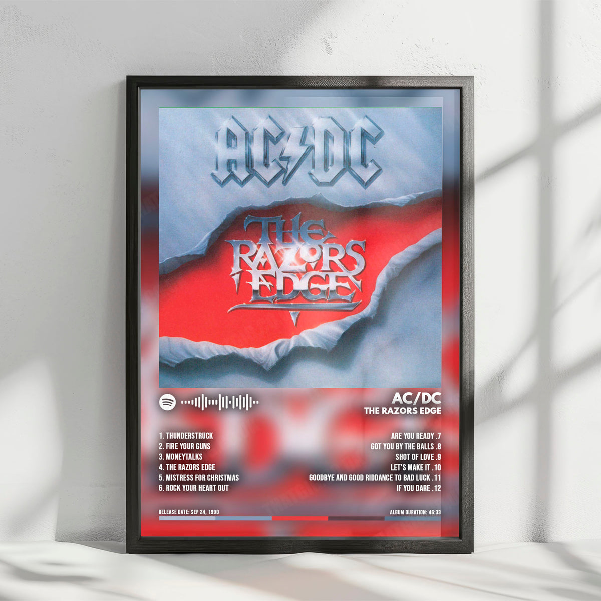 AC/DC "The Razors Edge" Album Cover Poster - with Complete Tracklist
