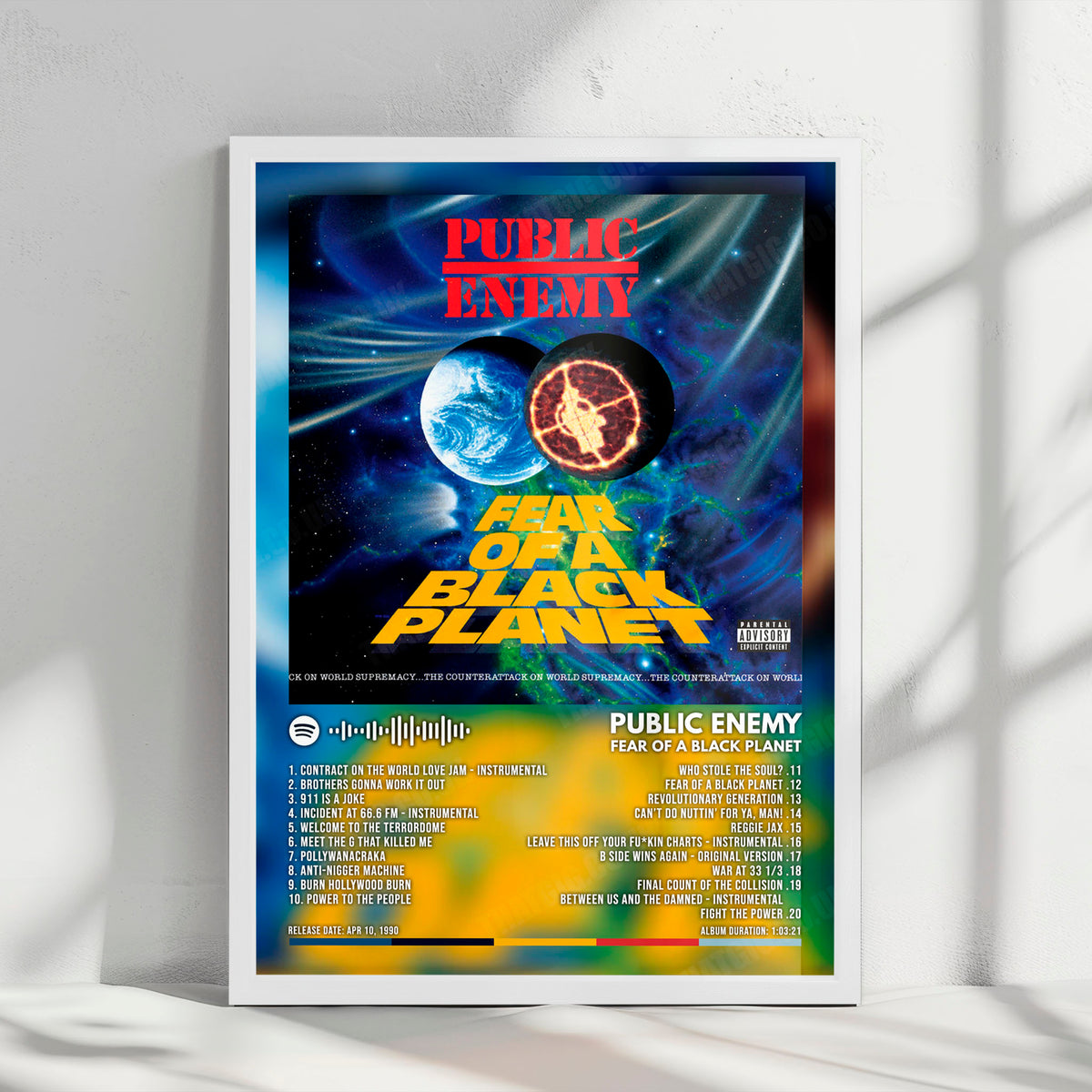 Public Enemy "Fear Of A Black Planet" Album Cover Poster - with Complete Tracklist