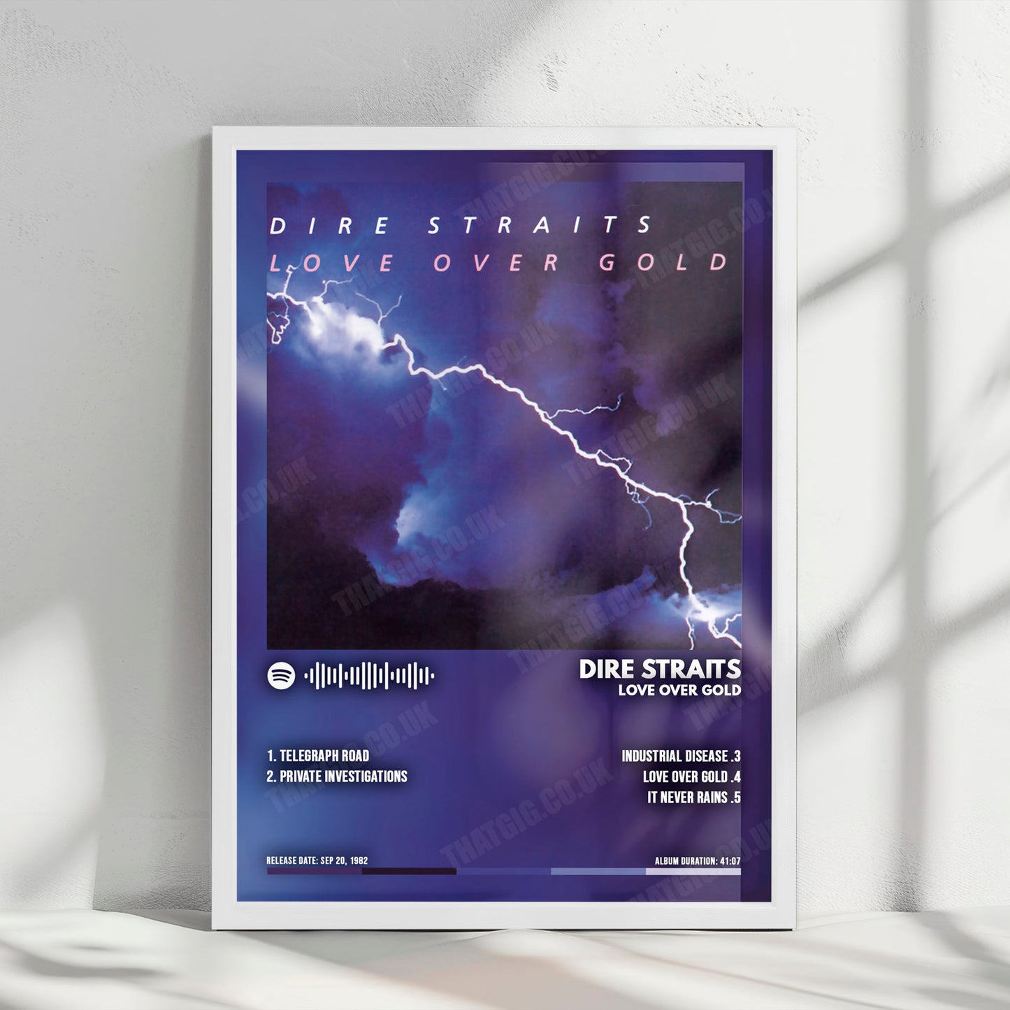 Dire Straits "Love Over Gold" Album Cover Poster - with Complete Tracklist
