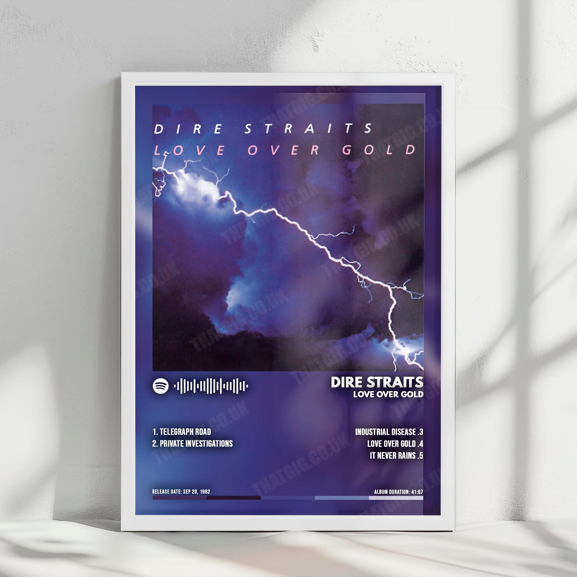 Dire Straits "Love Over Gold" Album Cover Poster - with Complete Tracklist