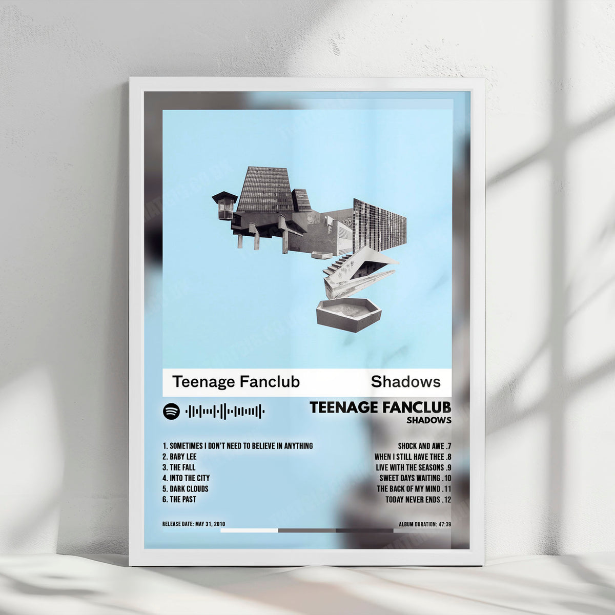 Teenage Fanclub "Shadows" Album Cover Poster - with Complete Tracklist