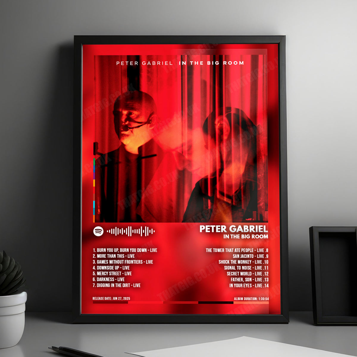 Peter Gabriel "In The Big Room" Album Cover Poster - with Complete Tracklist