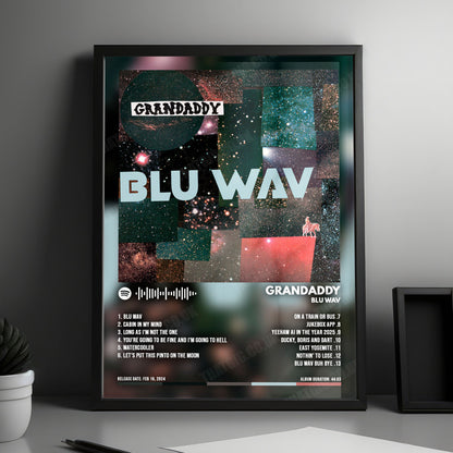 Grandaddy "Blu Wav" Album Cover Poster - with Complete Tracklist