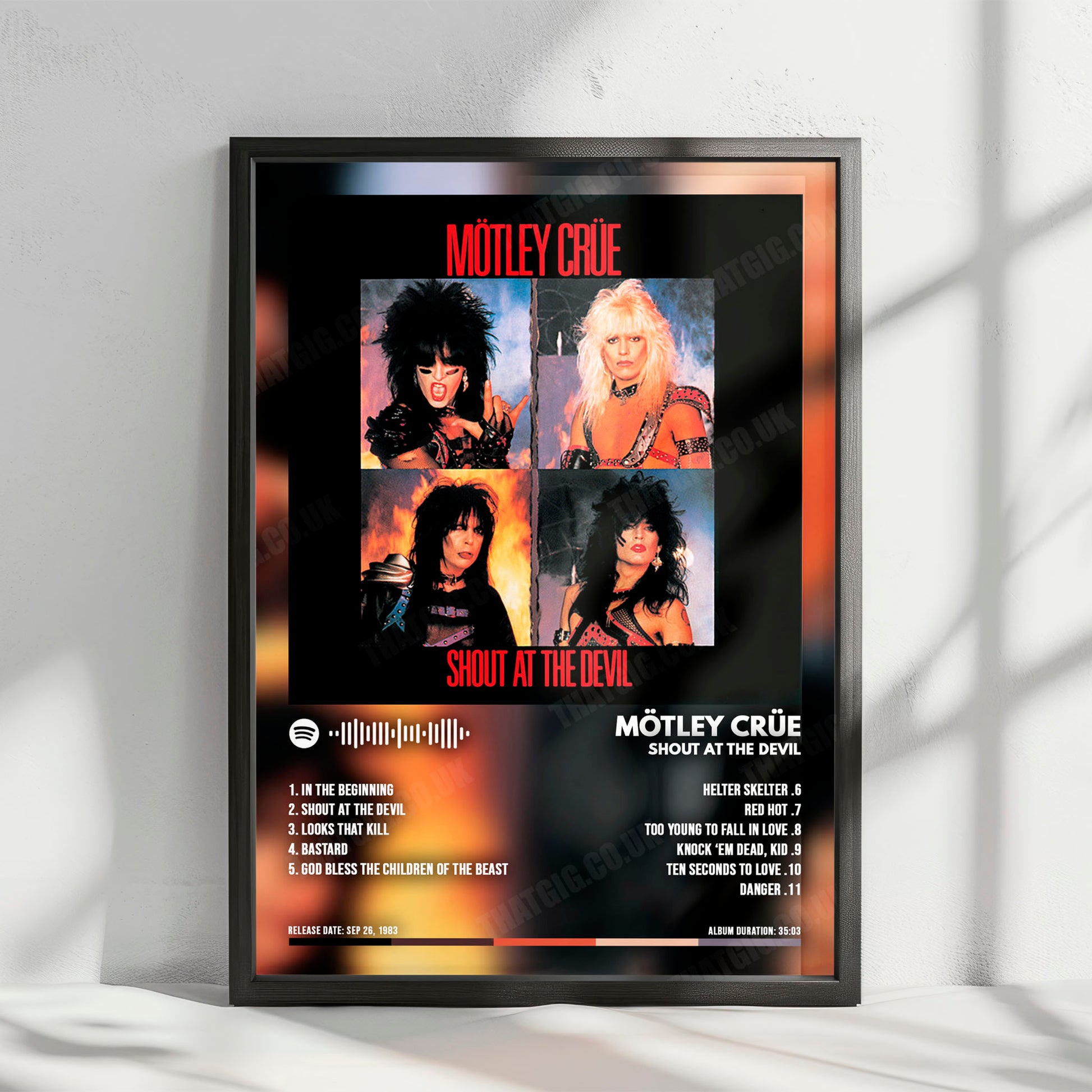 Mötley Crüe "Shout At The Devil" Album Cover Poster - with Complete Tracklist