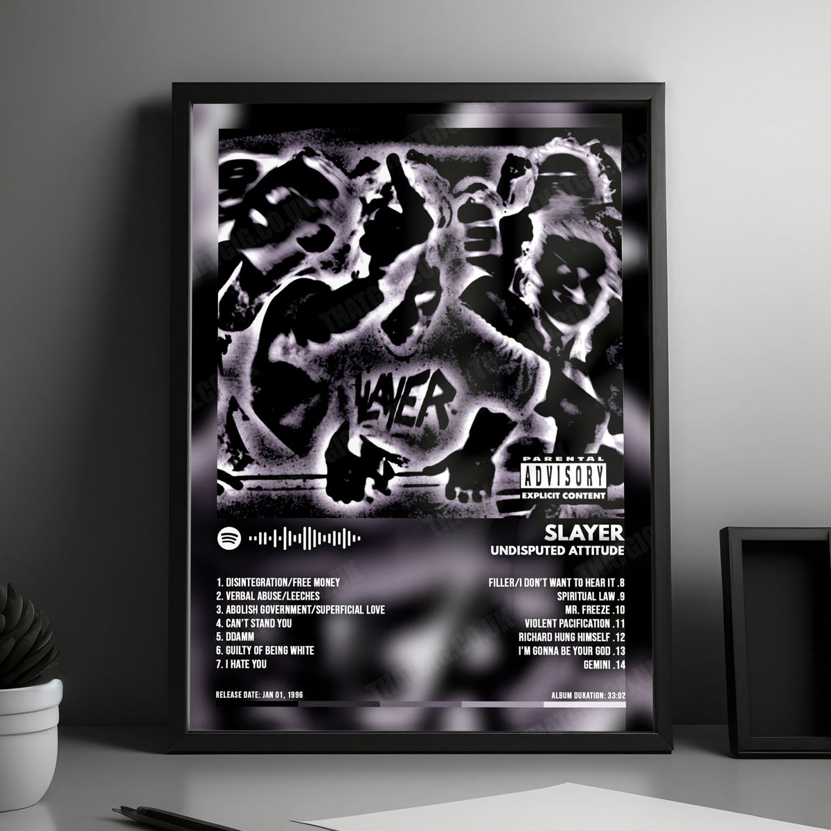 Slayer "Undisputed Attitude" Album Cover Poster - with Complete Tracklist
