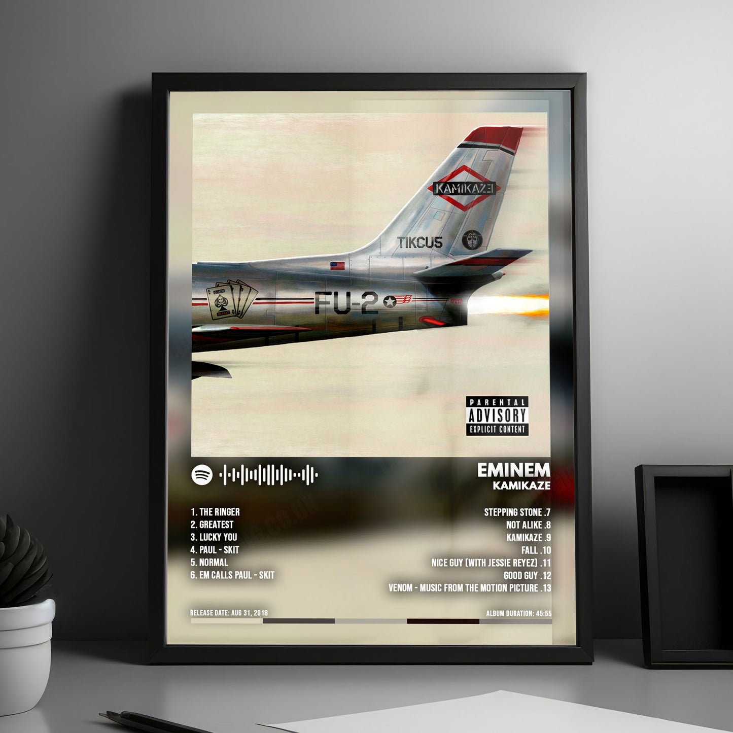 Eminem "Kamikaze" Album Cover Poster - with Complete Tracklist