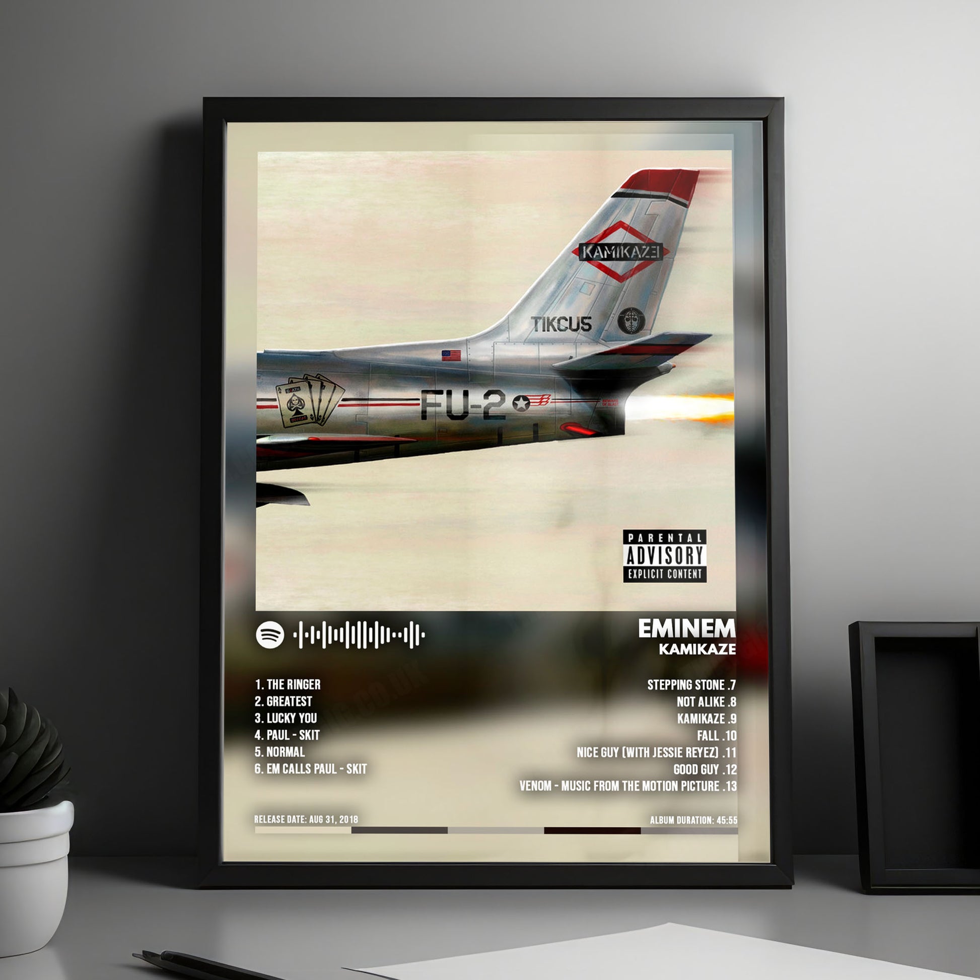Eminem "Kamikaze" Album Cover Poster - with Complete Tracklist